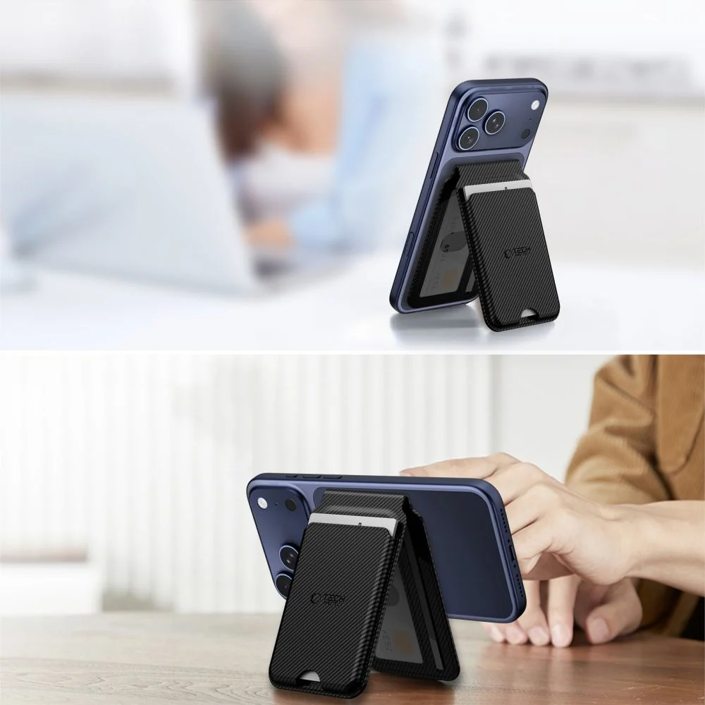 Tech-Protect MagWallet Stand MagSafe obal na kartu na mobil, carbon
