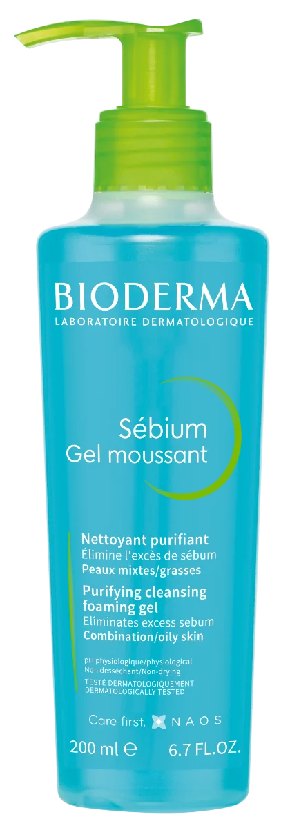 BIODERMA Sébium Gel moussant (AKCIA) 1×200 ml, jemný čistiaci gél