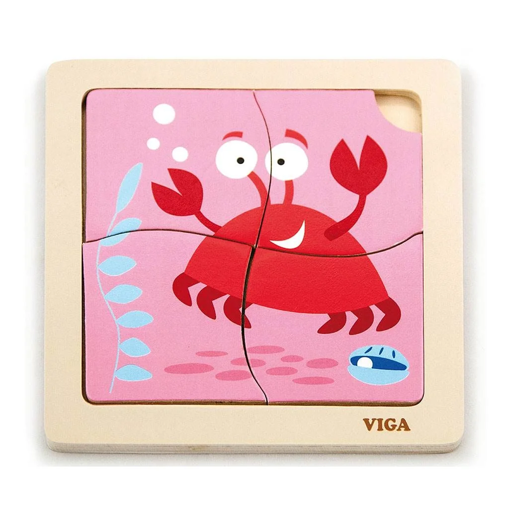 Drevené puzzle pre najmenších Viga 4 ks Krab , 20C48570