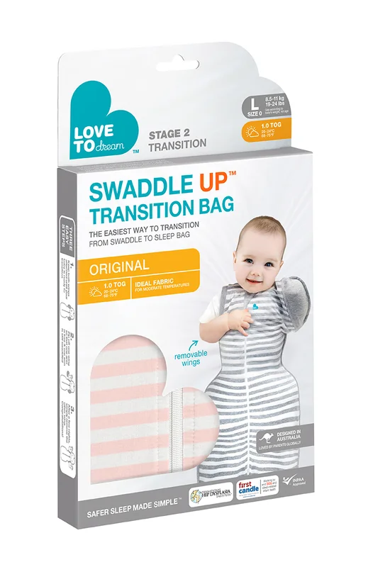 Love To Dream Swaddle UP Transition Bag (1.0 TOG) Spací vak, veľkosť L, ružová, 2 FÁZA, 1×1 ks