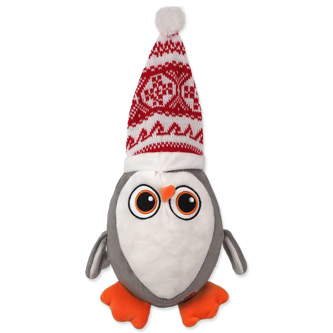 Hračka Dog Fantasy Winter Tale tučniak s čapicou, pískací 40cm
