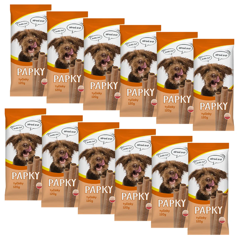 Akinu PAPKY Tyčinky pre psov na srsť a kožu 12 x 120 g