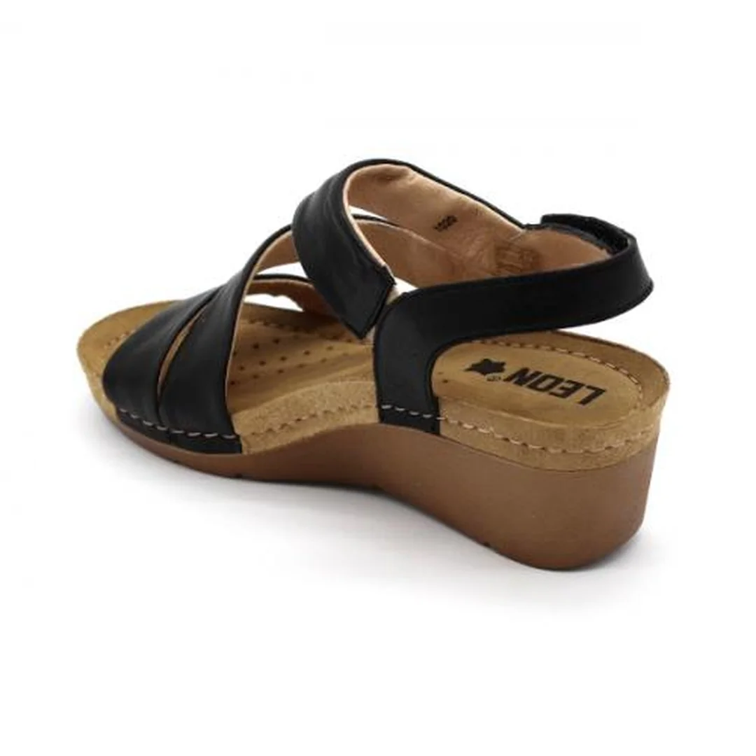 Leon 1020 Zdravotné celokožené sandále - Čierna 38 - 24,5cm, čierna, 6,5 cm