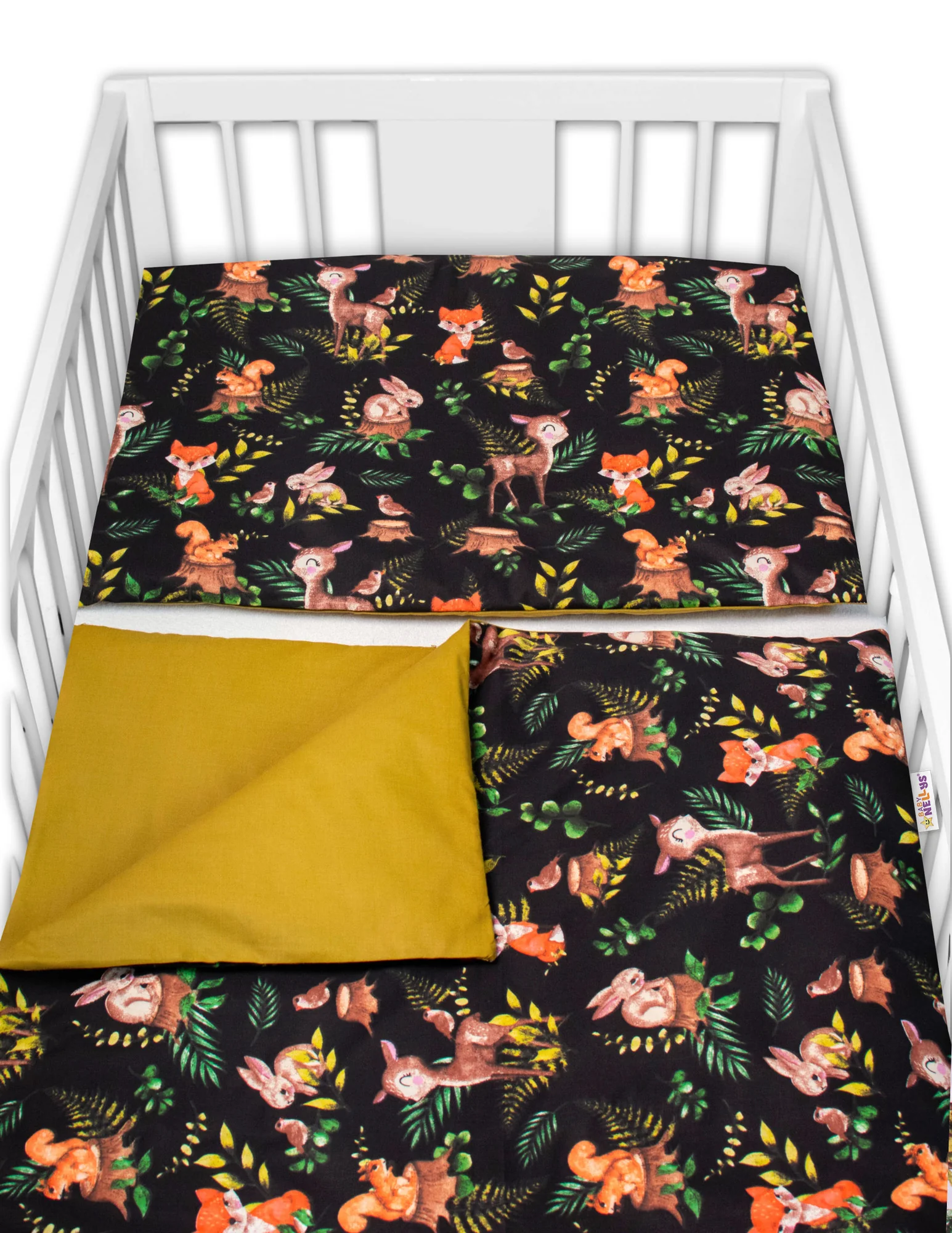 3-dielna sada Mantinel s obliečkami, Baby Friends, čierna/zelená