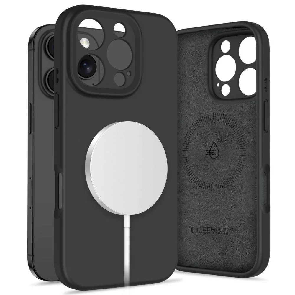 Tech-Protect Liquid Silicone MagSafe kryt na iPhone 16 Pro Max, čierny