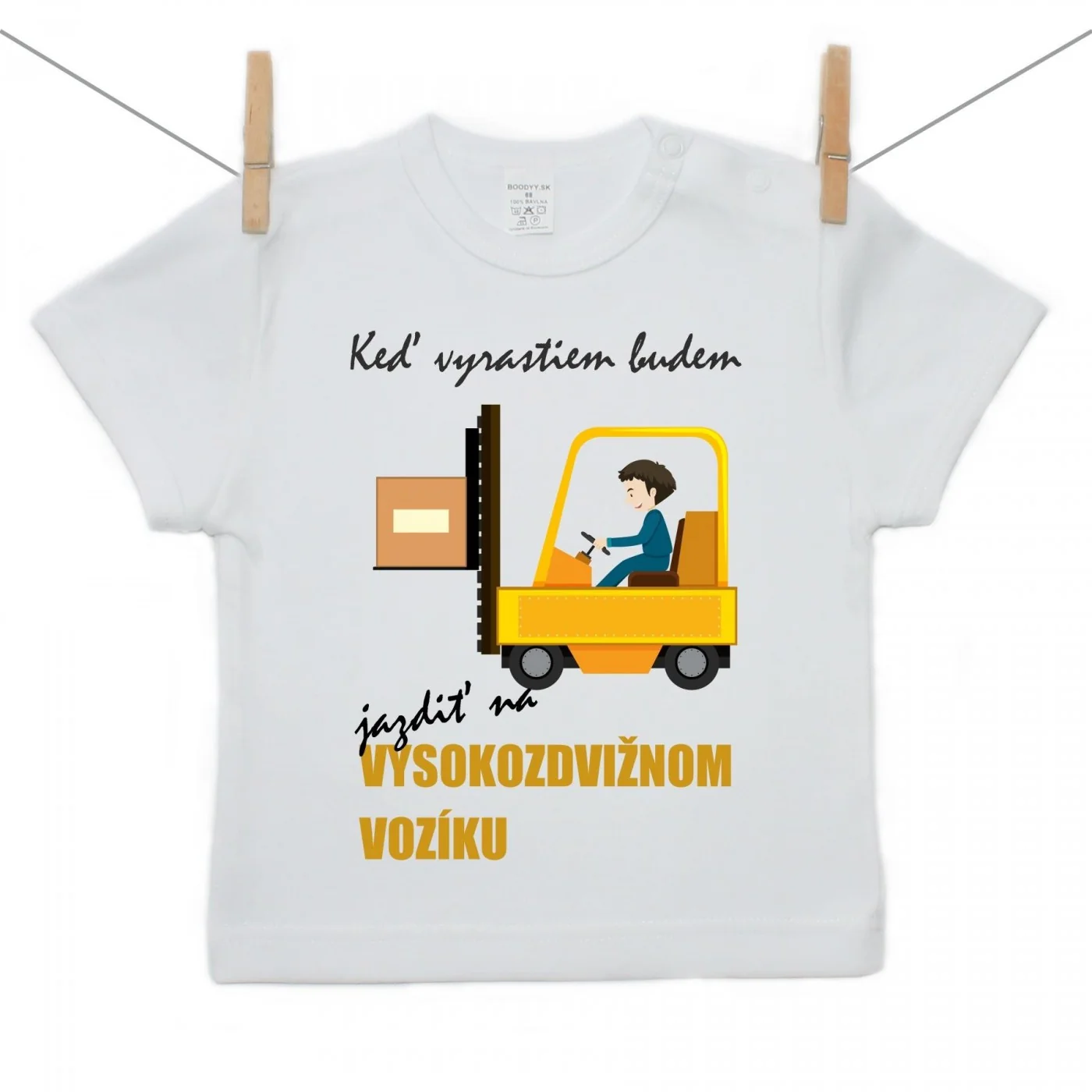 Boodyy Tričko s krátkym rukávom Keď vyrastiem budem jazdiť na vysokozdvižnom vozíku Veľkosť: 140