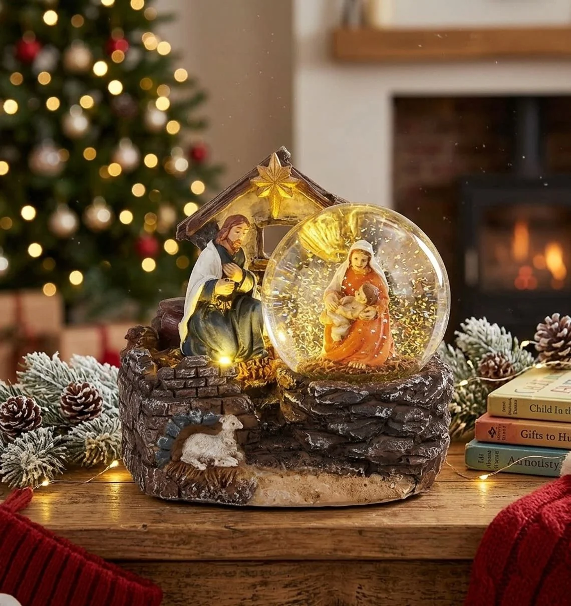 MagicHome vianočný LED betlehem, balenie 6 ks 2 LED teplá biela, 2xAAA, interiér, 11x9,50x10 cm, sellbox