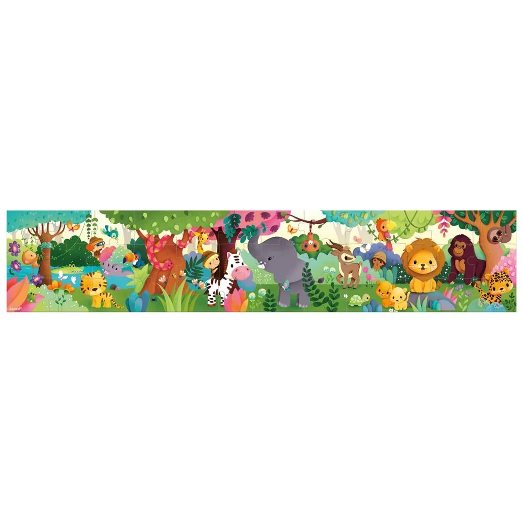 Janod Panoramatické puzzle v kufríku Džungľa 36 ks