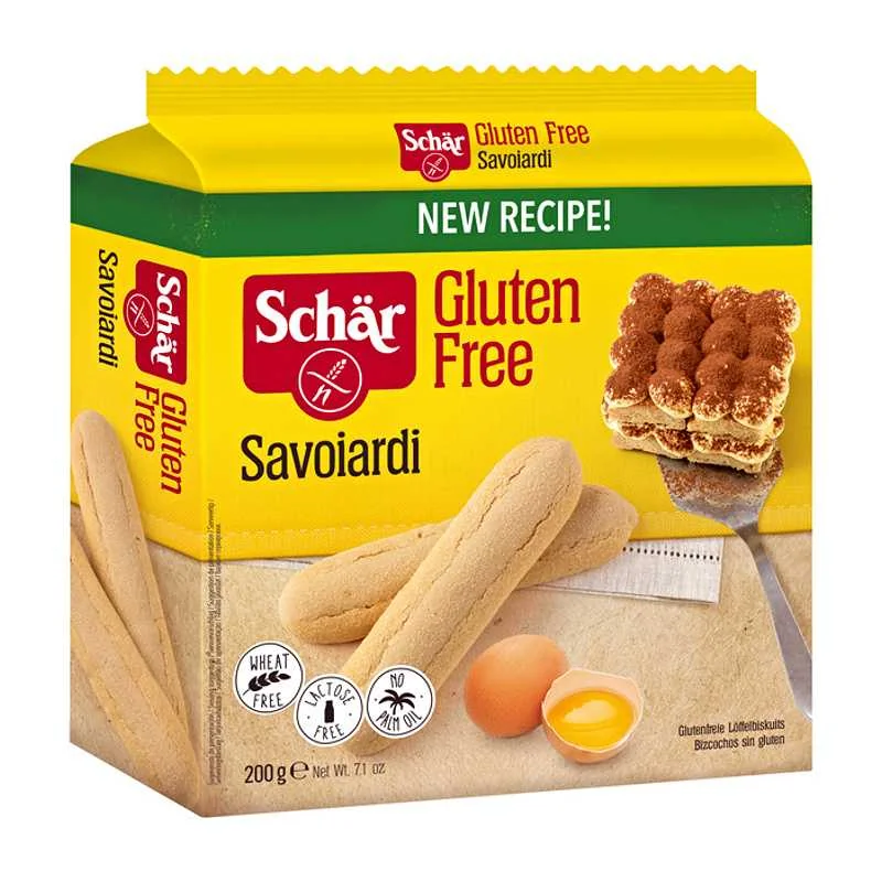 BEZLEP.PISKOTY DLHE SAVOIARDI 200G 100363 SCHAR 1×1 ks, bezlepkové podlhovasté piškóty