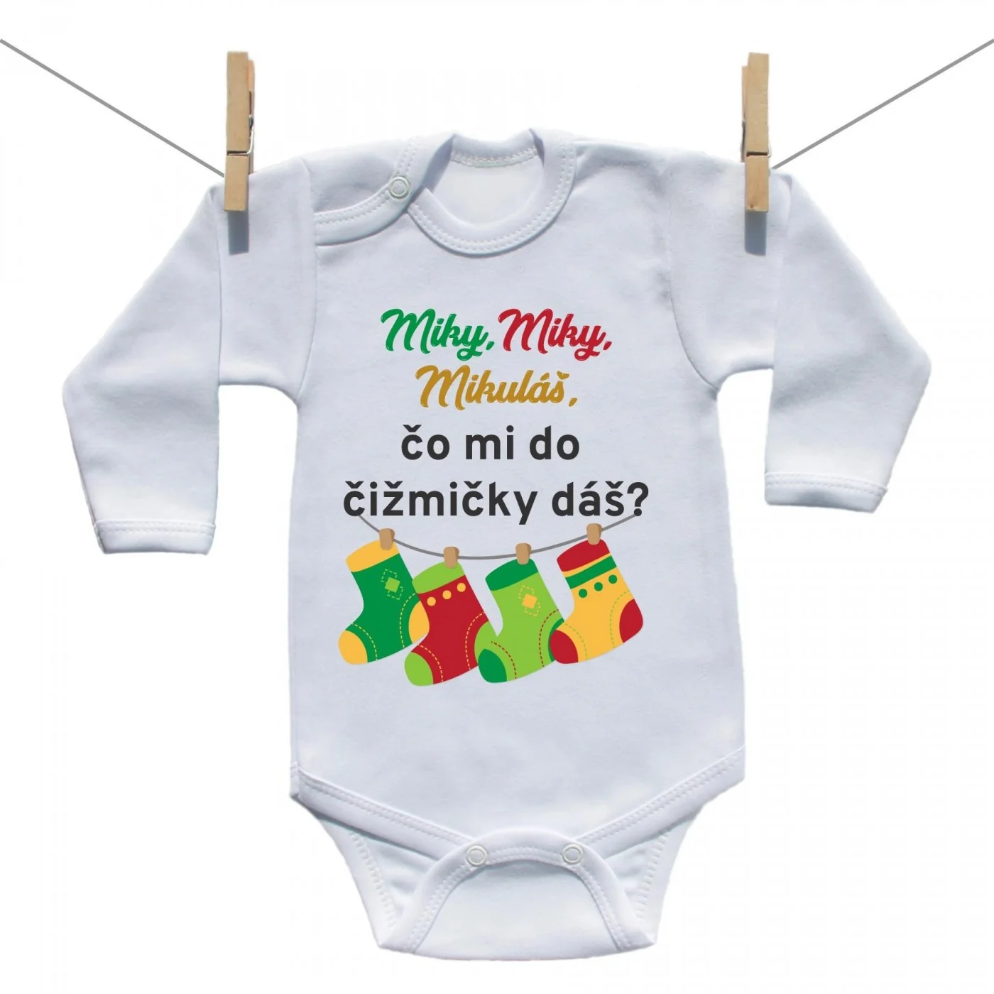 Boodyy Body s dlhým rukávom Miky,Miky, Mikuláš, čo mi do  čižmičky dáš? Veľkosť: 80
