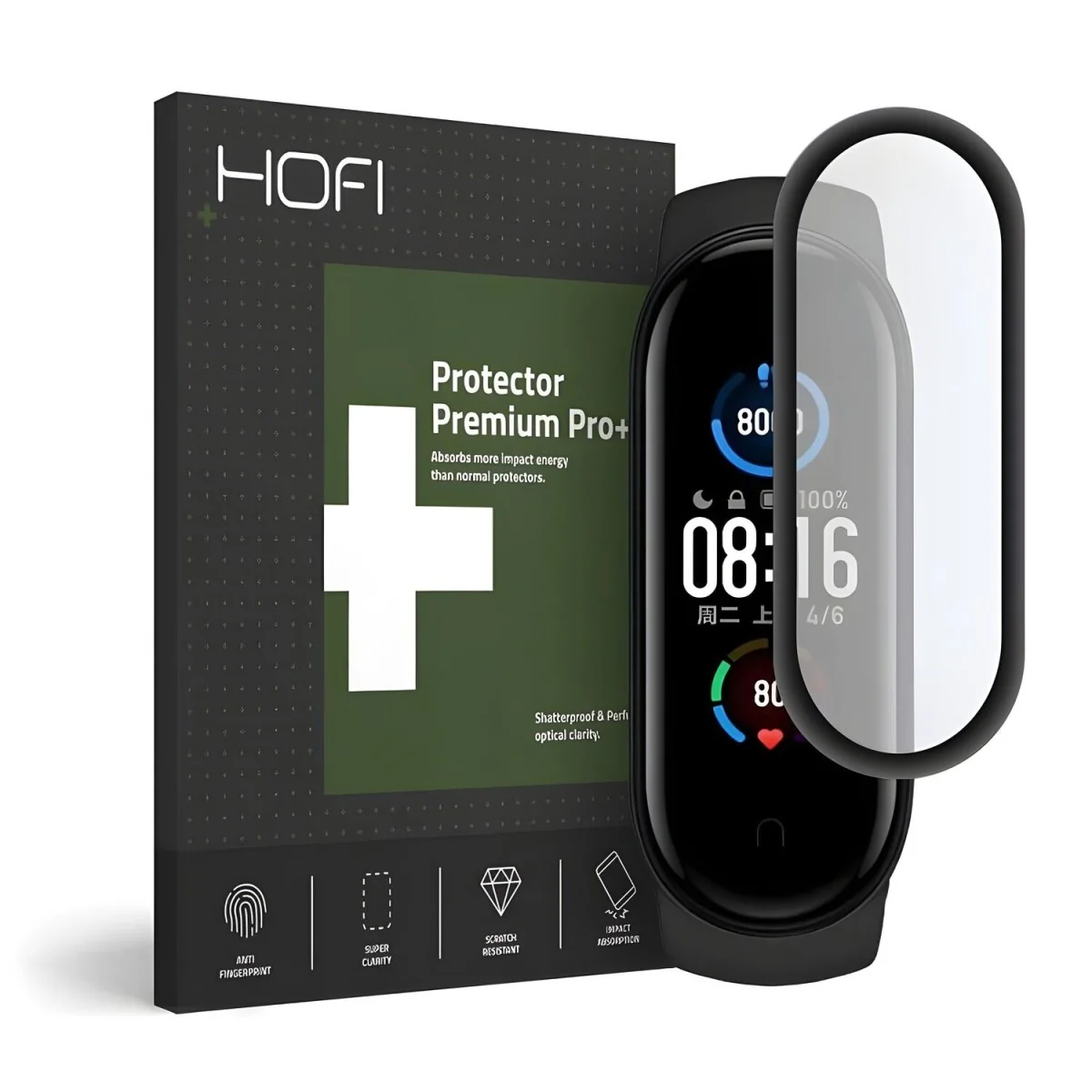Ochranné sklo na hodinky pre Xiaomi Mi Band 5, čierna