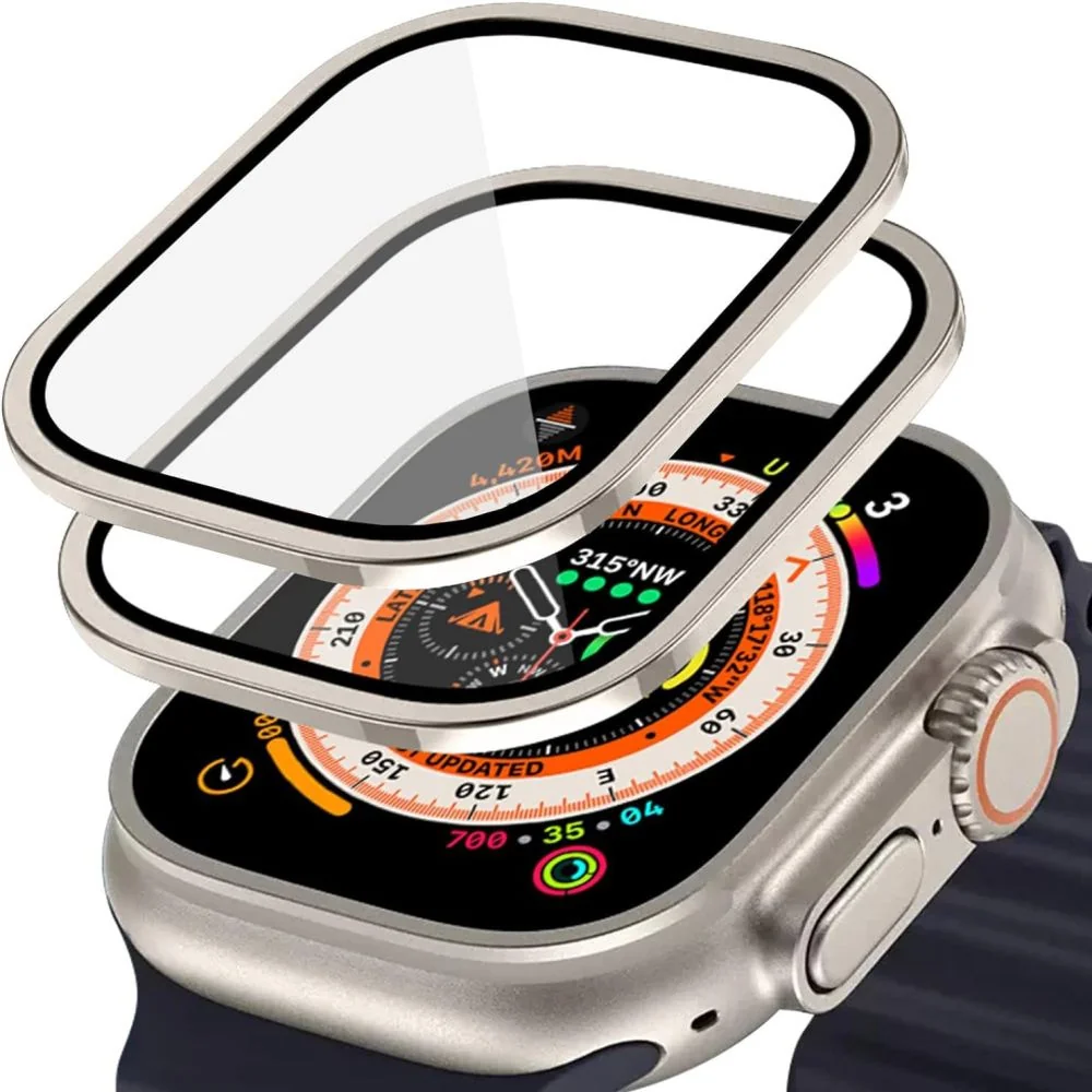 HOFI Glass Ring 2x ochranné sklo na Apple Watch Ultra 1 / 2 49mm, titanium nium