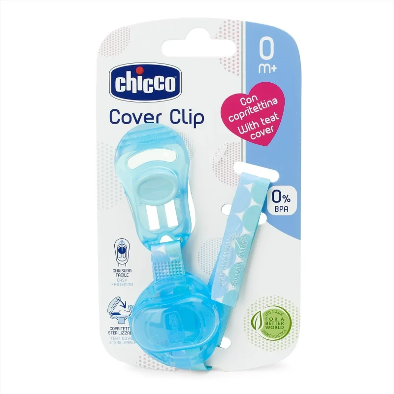 Chicco Držiak na cumlík so sponou a puzdrom, modrý