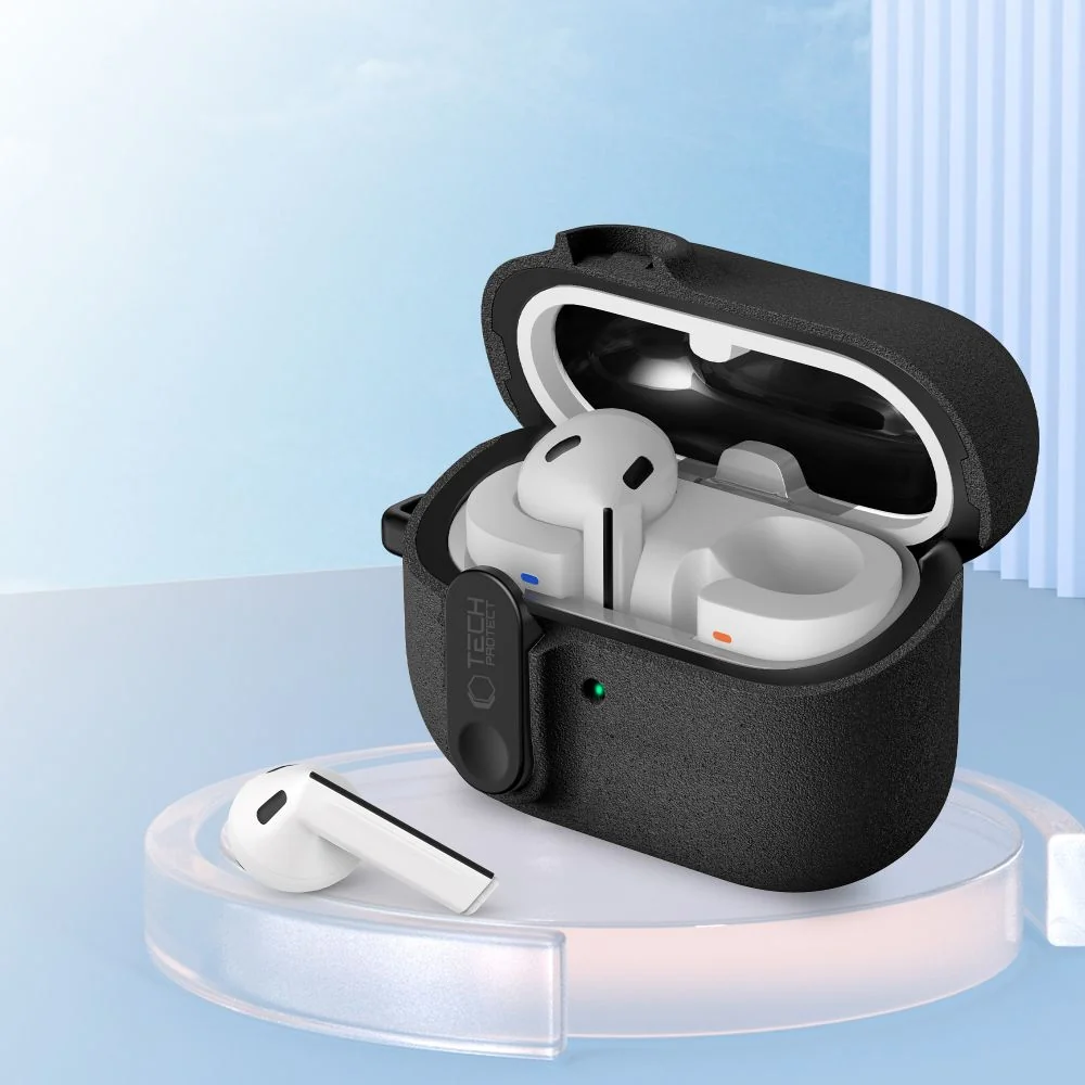 Tech-Protect Slim Hook puzdro na Samsung Galaxy Buds 3 / 3 FE / 3 Pro, čierne čierne