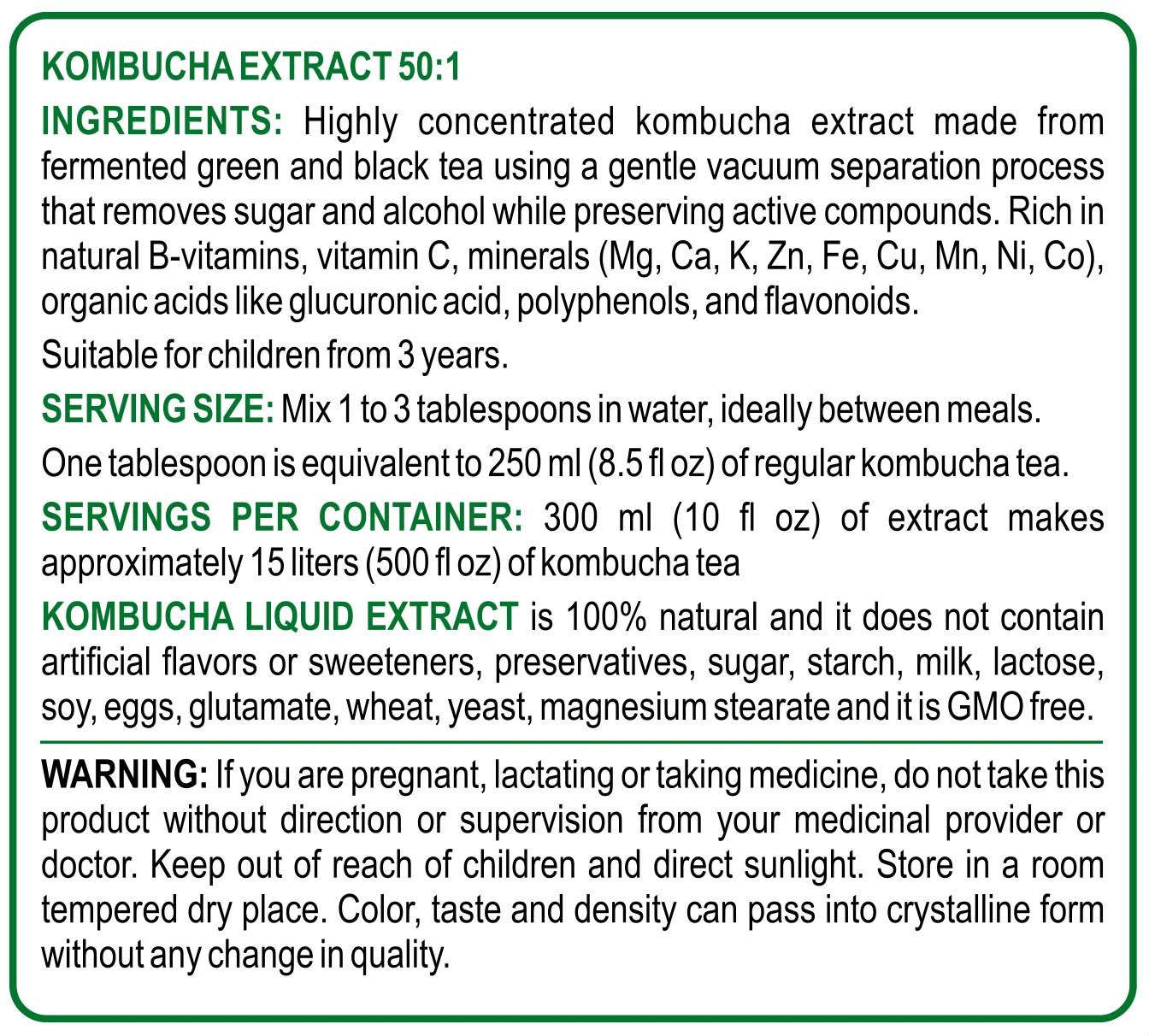 For Long Life KOMBUCHA EXTRACT koncentrovaný extrakt z kombuchy Koncentrovaný extrakt z kombuchy 50:1
