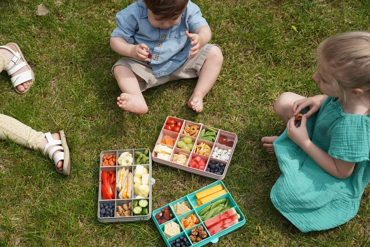 Snackle Box krabička na desiatu 1368 ml sivá, 12 priehradiek