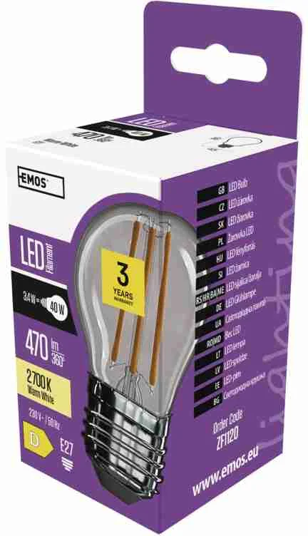 LED FLM MINI GL 3,4W E27 WW 1×1 ks, LED žiarovka