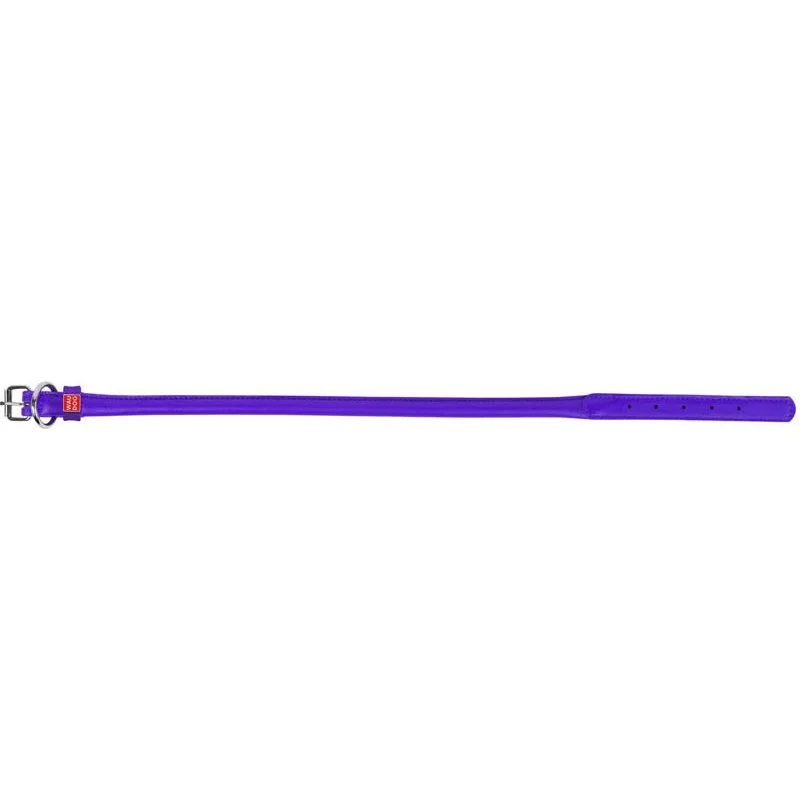 Okrúhly kožený obojok fialový, Obvod krku: 33-41cm, šírka obojku: 8mm