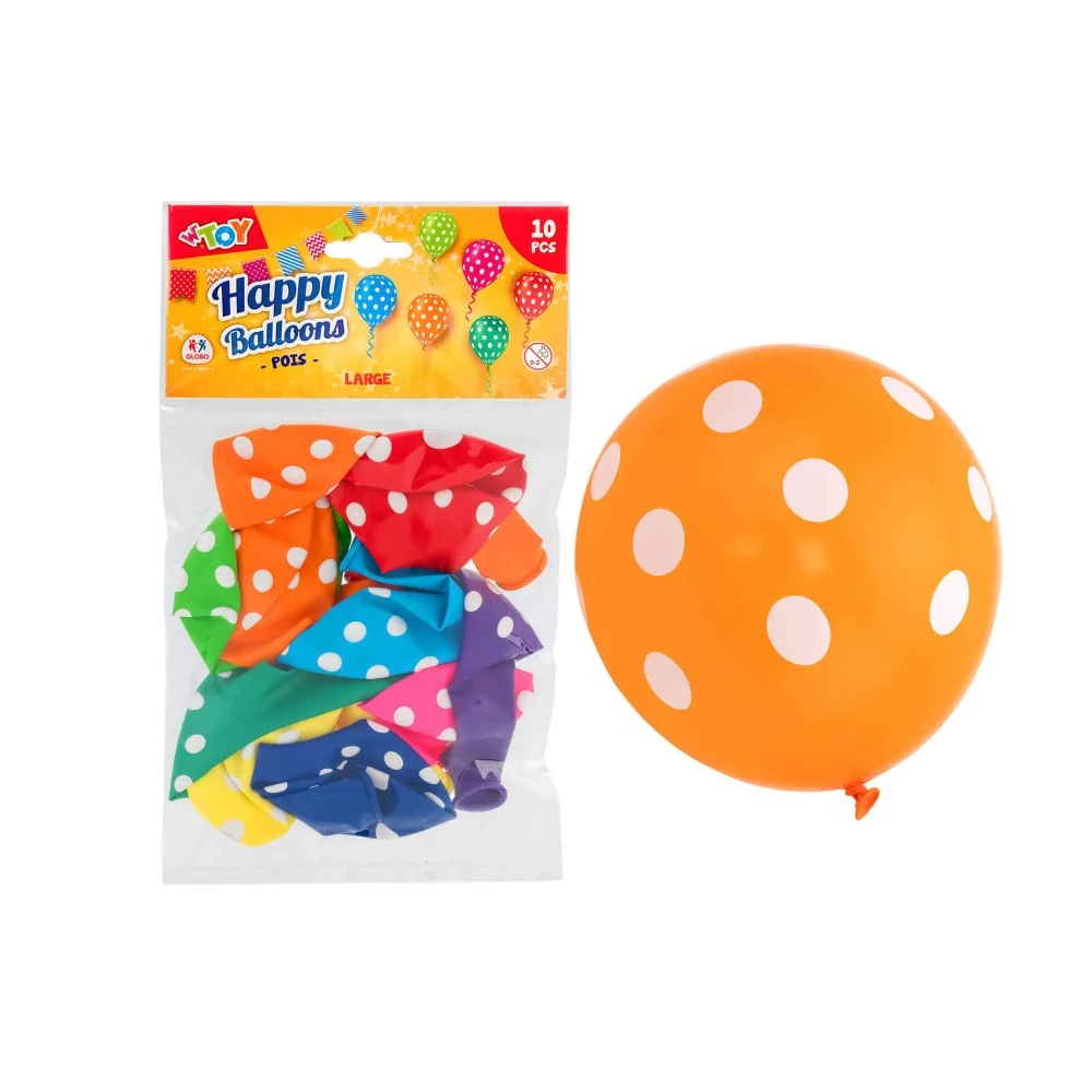 Balóny guľaté bodkované, 30cm, 10ks, 2 balenia -WTOY