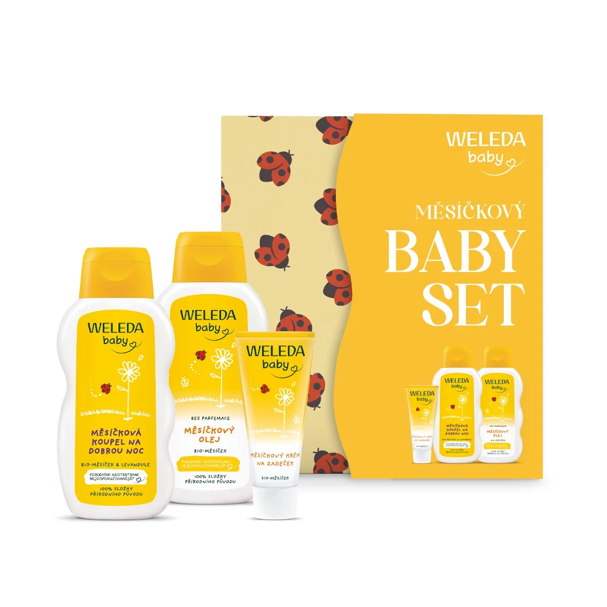 WELEDA Nechtíkový dojčenský SET 1×1 set, kúpeľ 200 ml + olej 200 ml + krém 75 ml