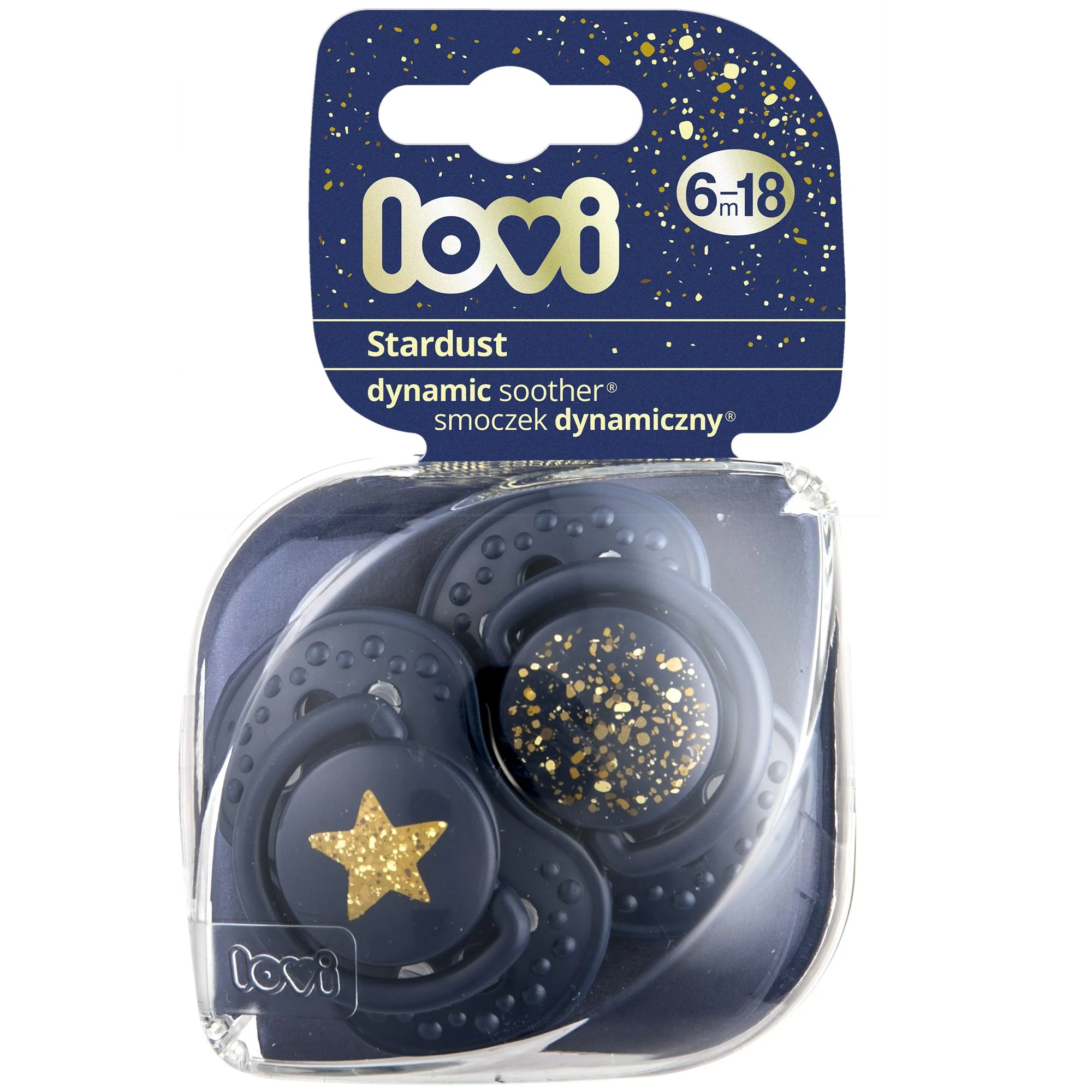 Lovi Dynamický utišujúci cumlík 6-18m 2ks Stardust modrý 1×2 ks, utišujúci cumlík 6-18m