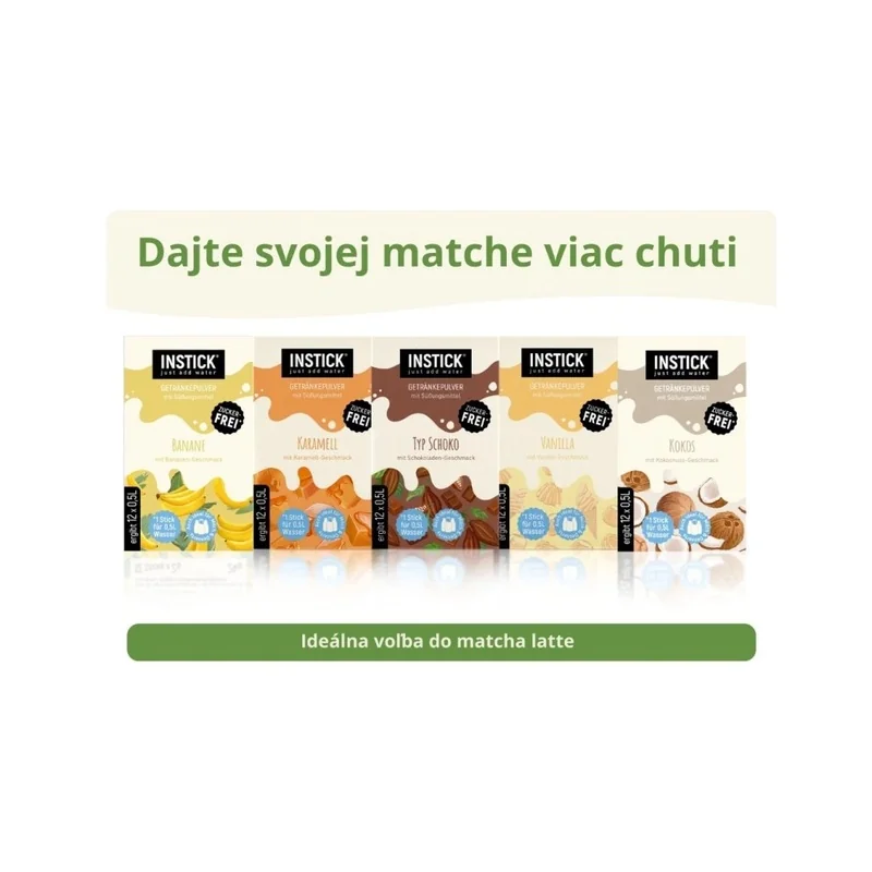 TOP balíček krémových príchutí do matcha latte bez cukru 60 stickov na ochutenie 120 šaĺok matcha latte bez cukru s vitamínom C