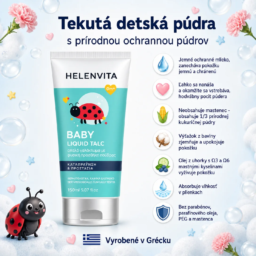 Helenvita Tekutý detský púder 150 ml do oblasti plienok