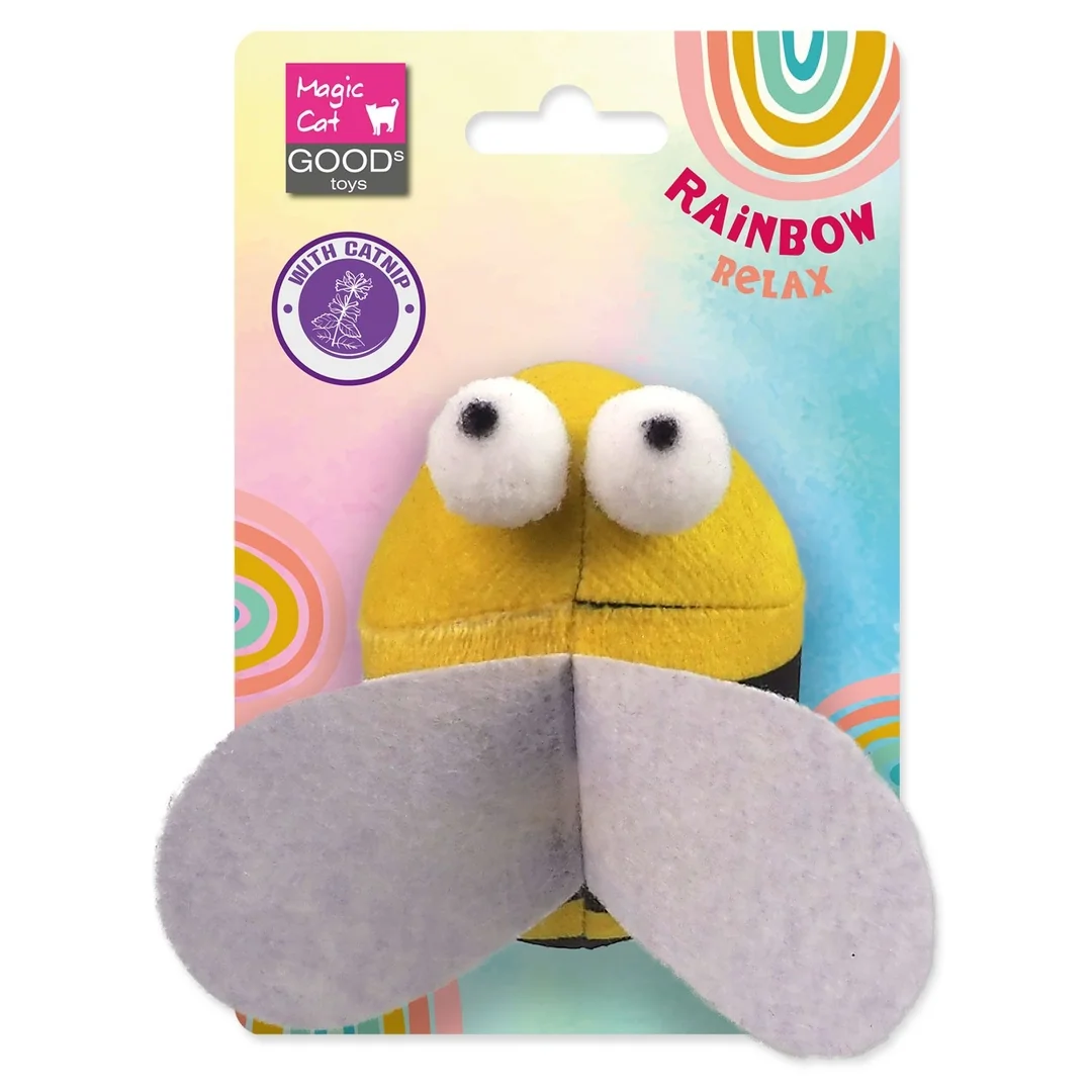 Hračka Magic Cat Rainbow Relax včielka s kocúrnikom žltá 10cm