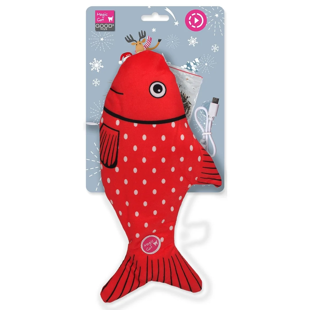 Hračka Magic Cat Winter Tale ryba pohyblivá červená 28cm