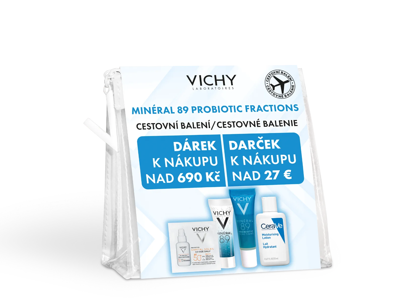 Vichy Darčeková taštička s rutinou starostlivosti o pleť Minéral 89 pre hydratáciu a posilnenie pleti.Minéral 89 1×1 set