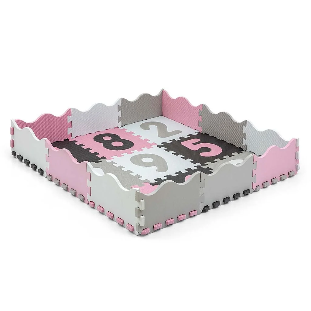 Penové puzzle podložka ohrádka Milly Mally Jolly 3x3 Digits Pink 