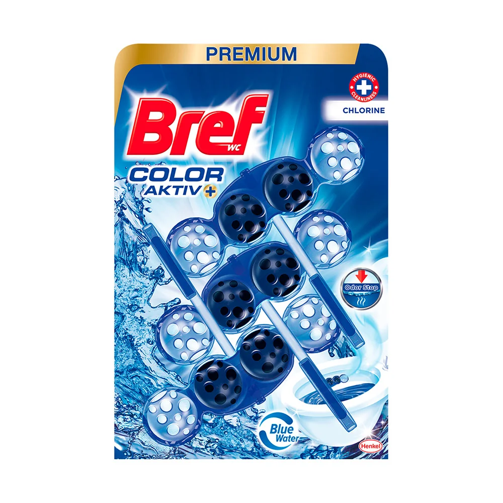 Bref Color Aktiv tuhý WC blok Chlorine 3×50 g, WC blok