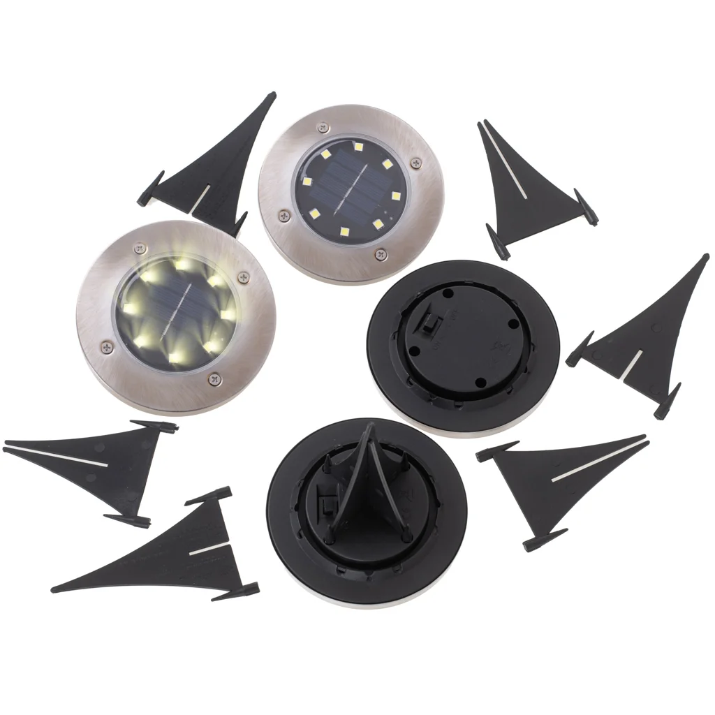 Solárne záhradné zapustené svetlá 8 LED – sada 4 ks, teplá biela