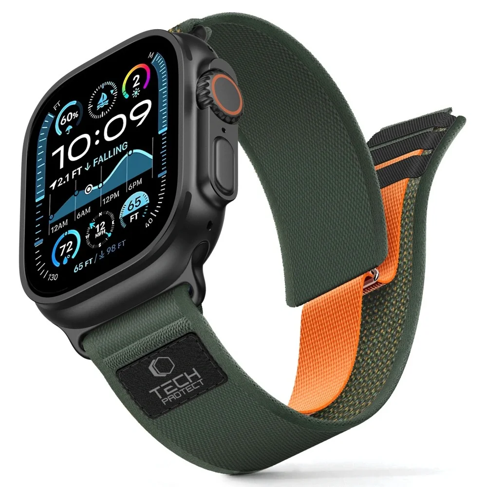 Tech-Protect Nylon Elite remienok na Apple Watch 44/45/46/49mm, green / orange / orange