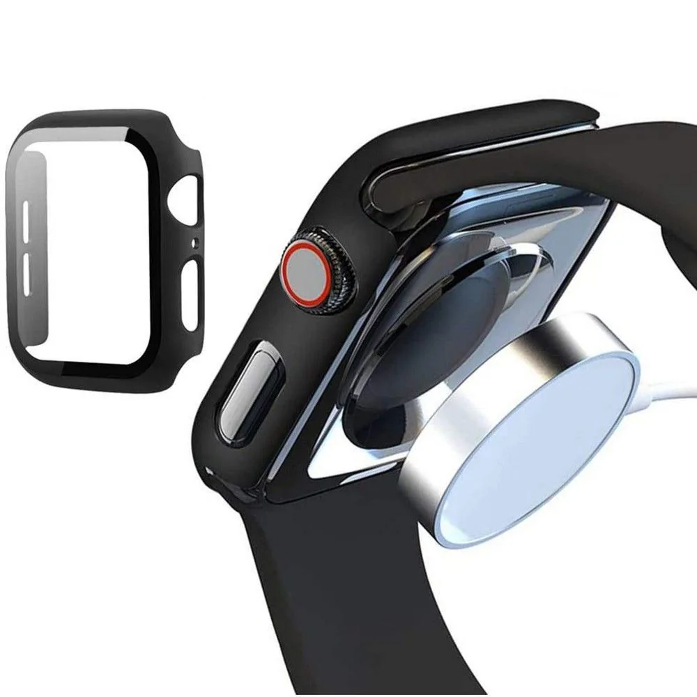 Tech-Protect Defense 360 puzdro s ochranným sklom na Apple Watch 7 45mm, čierne m, čierne