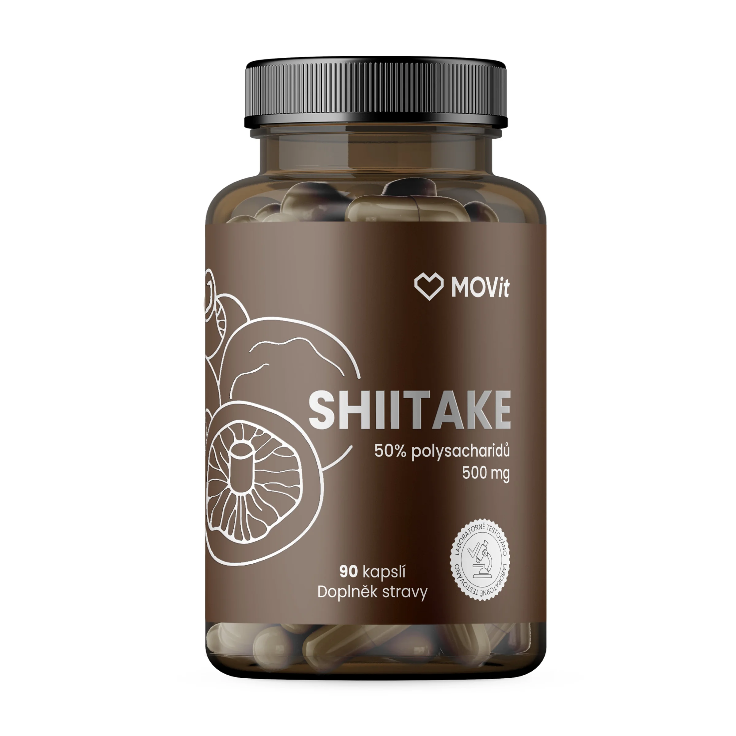 MOVit Shiitake 50% polysacharidov 500 mg, 90 kapsúl