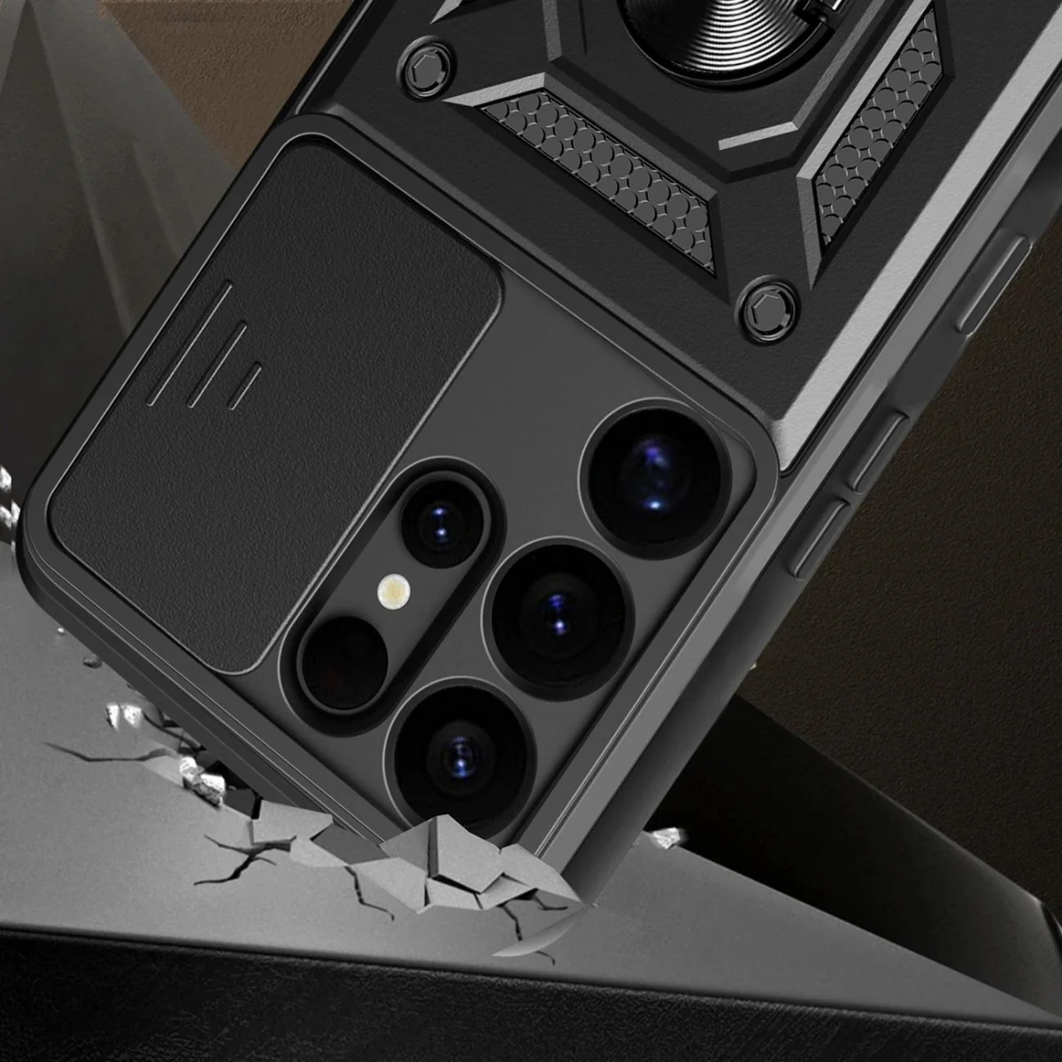 MG Hybrid Armor Camshield kryt na Samsung Galaxy S25 Ultra, čierny