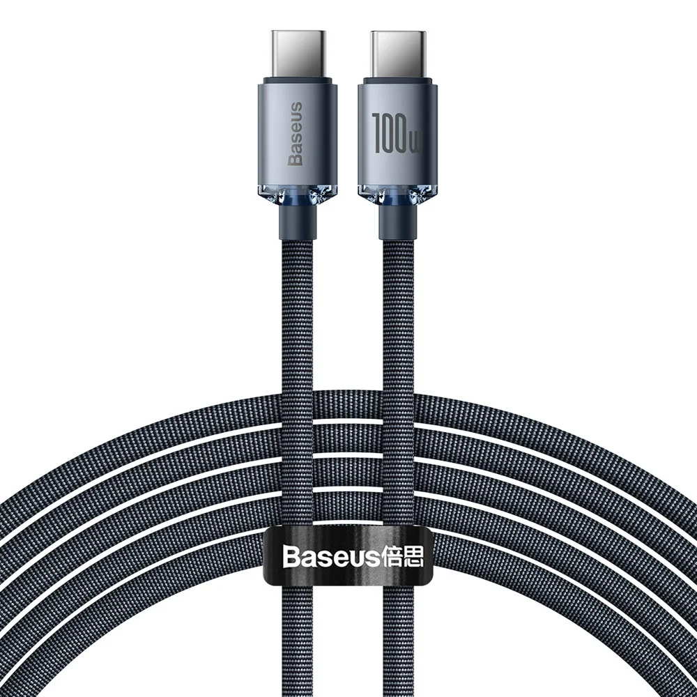 Baseus Crystal Shine kábel USB-C / USB-C 5A 100W 2m, čierny 2m - Čierna