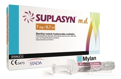 SUPLASYN m.d. 1×0,7 ml, sterilný roztok hyaluronátu sodného 7 mg/0,7 ml