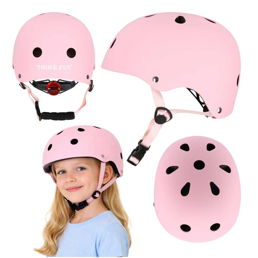 Detská cyklistická prilba s LED, veľkosť S 48–54 cm, ružová