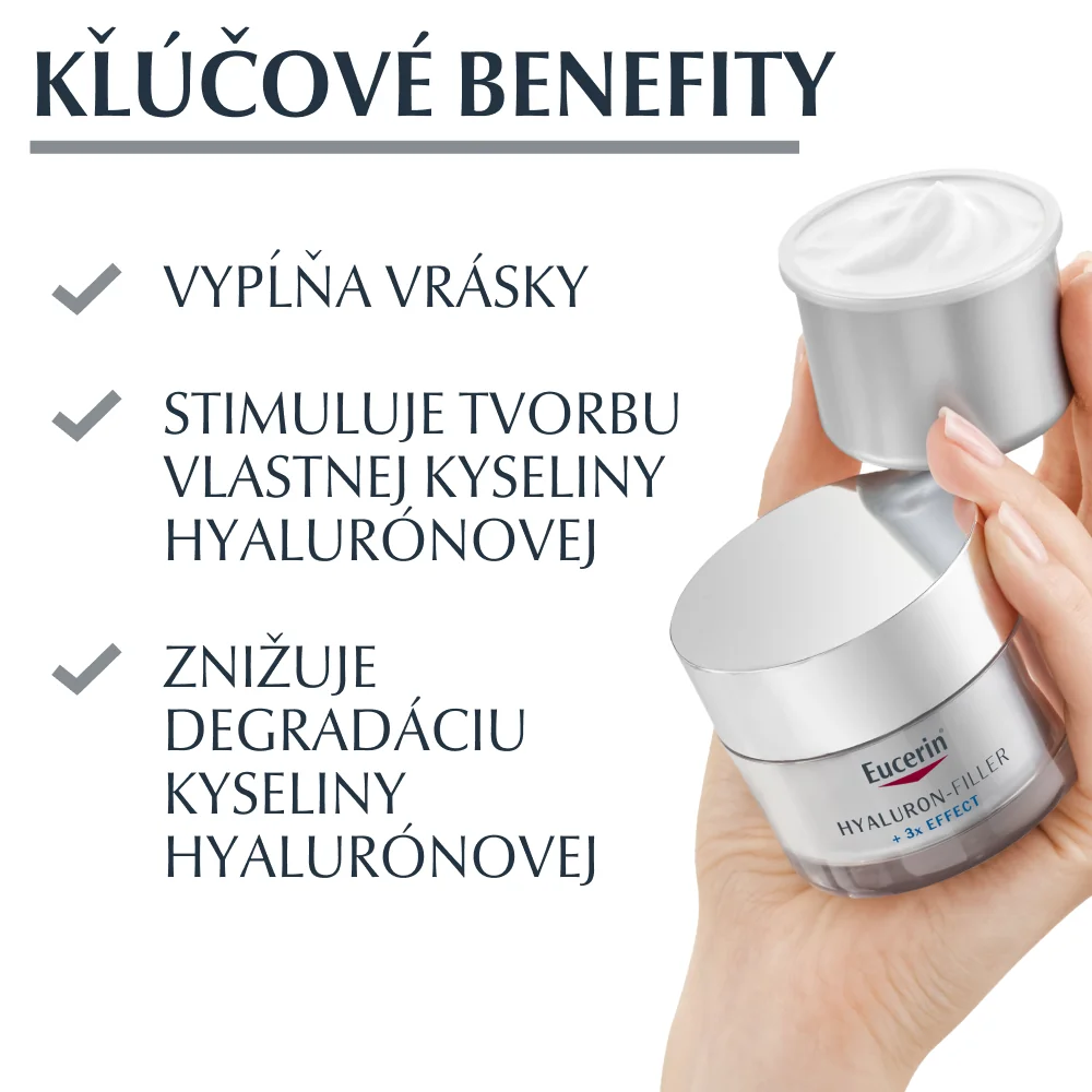 Eucerin HYALURON-FILLER+3xEFFECT Denný krém REFILL 1×50 ml, náhradná náplň