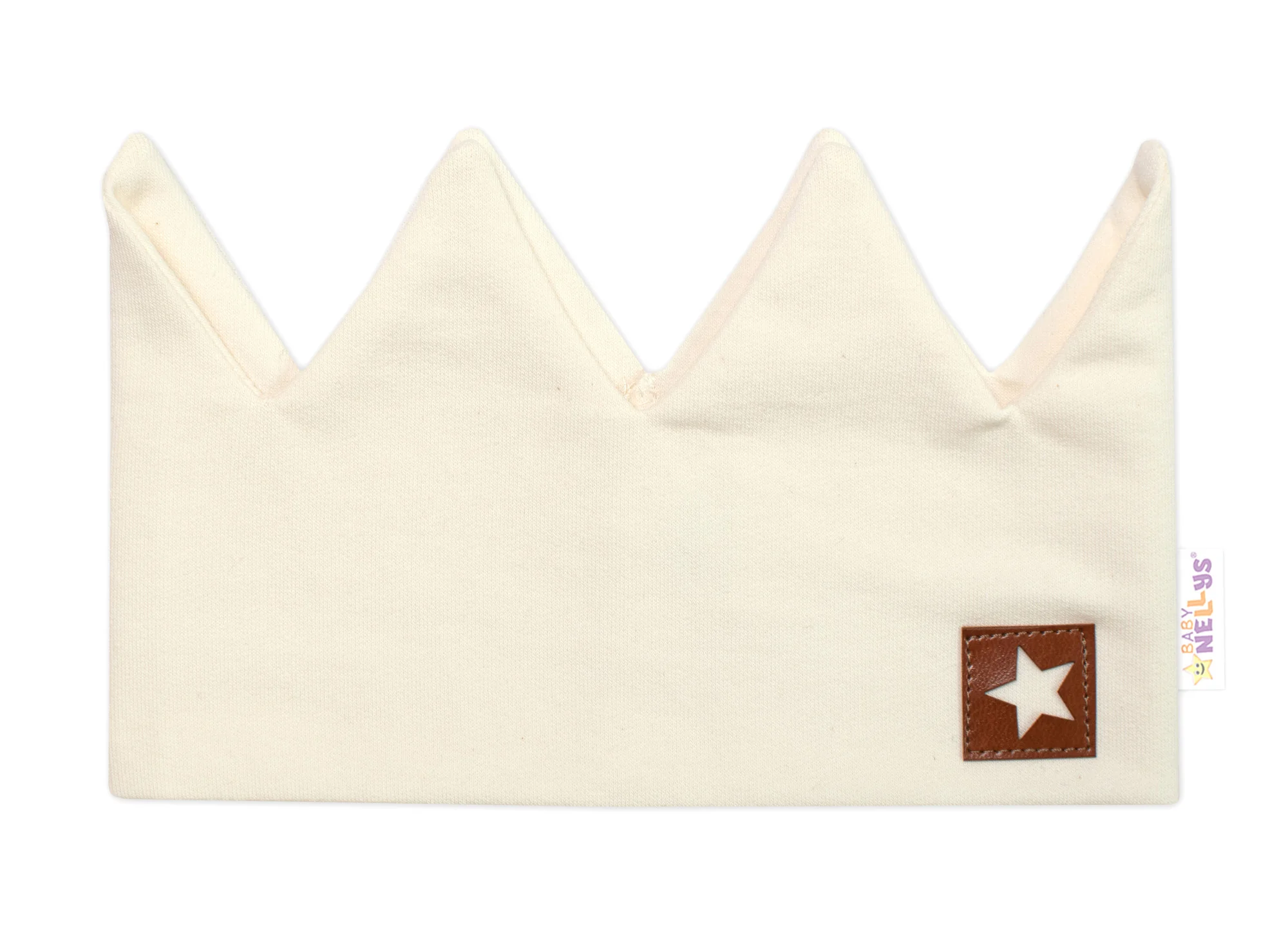 Dvojvrstvová čelenka, Baby Nellys Hand Made, bavlna, Korunka STAR - smotanová, 104/116