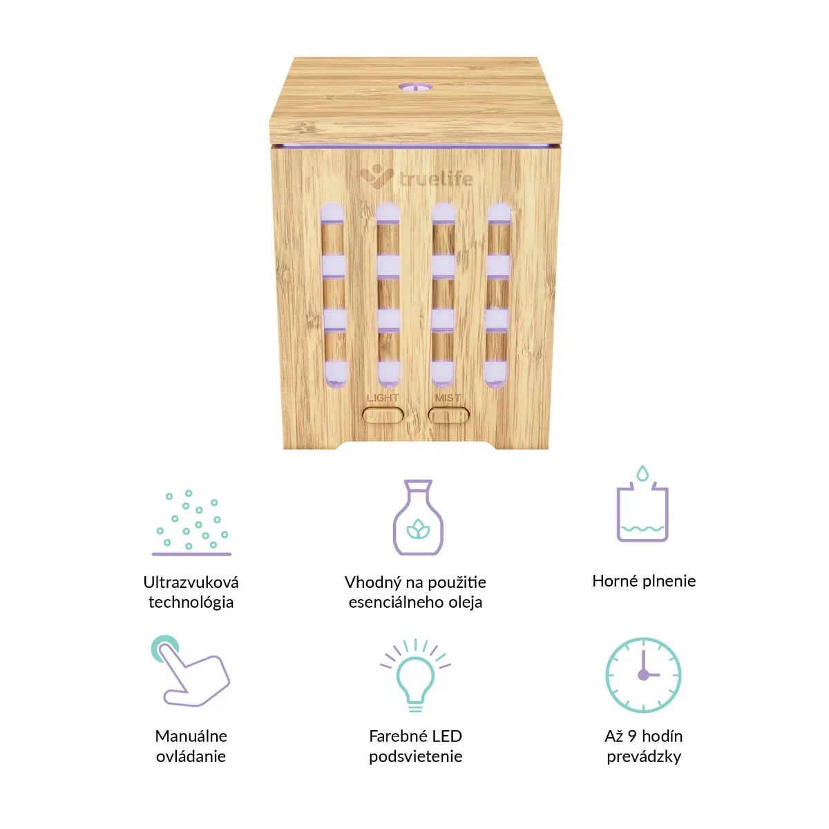 TrueLife AIR Diffuser D7 Bamboo 1×1 ks, aróma difúzor a zvlhčovač vzduchu