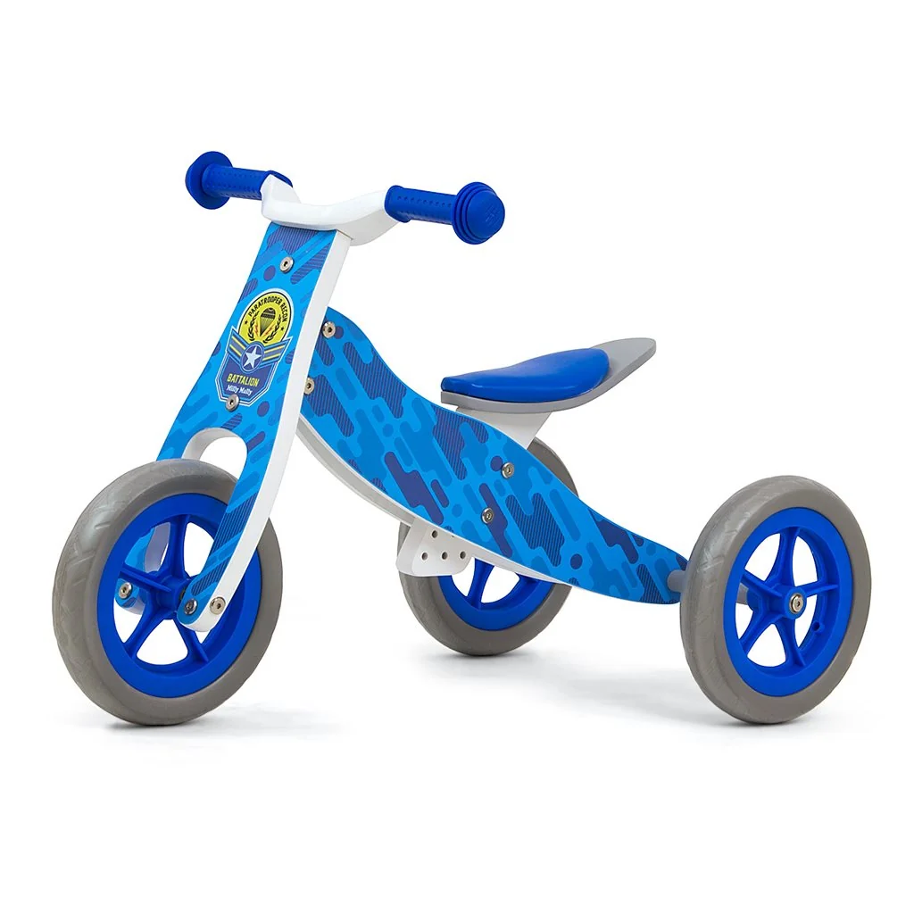 Detské multifunkčné odrážadlo 2v1 Milly Mally Cool Blue Army ,