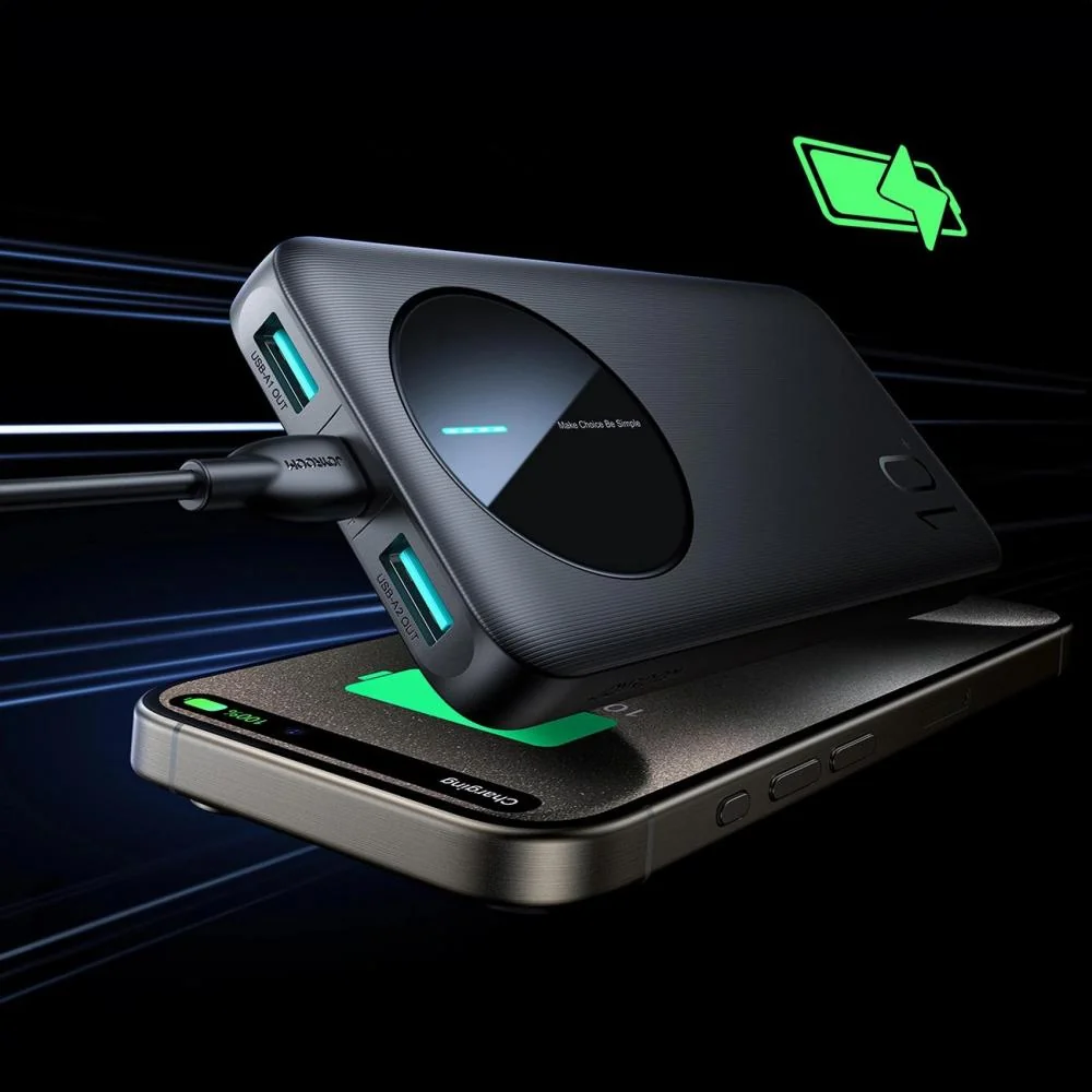 Powerbanka s kapacitou 10 000 mAh - Biela 2,4A, 2x USB-A, 1x USB-C