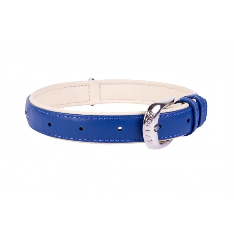 Obojok s prémiovými kryštálmi modrý, Obvod krku: 21-27 cm, šírka: 15 mm
