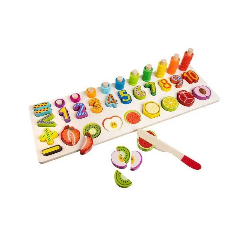 Pomôcka edukačná počítadlo drevené s číslami FRUIT MATCHING