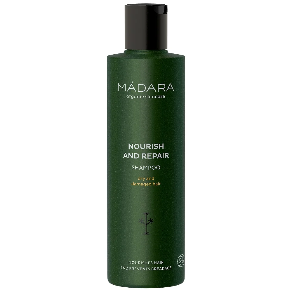 Mádara Šampón Pre Suché A Poškodené Vlasy 1×250 ml, prírodný certifikovaný šampón