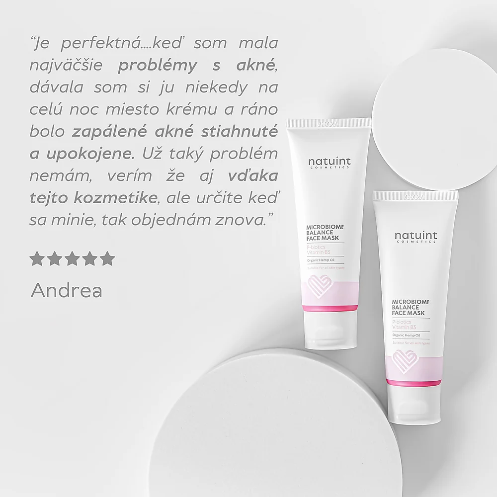 Natuint cosmetics - Upokojujúca a výživná maska - Mikro-Bio komplex Microbiome Balance Face Mask