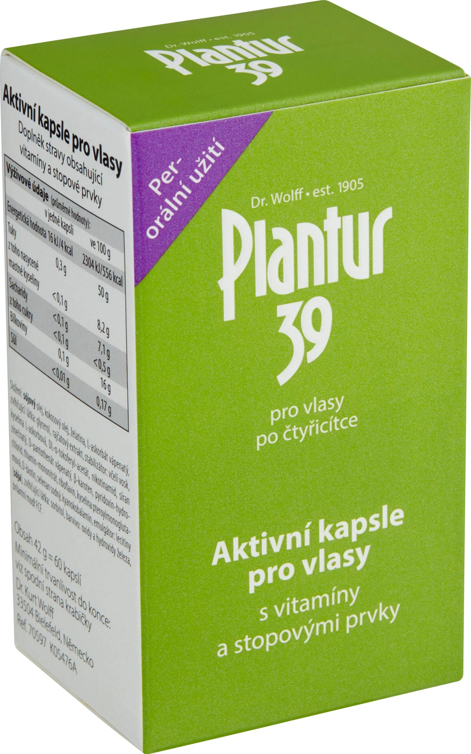 Plantur 39 Aktívne kapsule 60 cps 1×60 cps, výživový doplnok